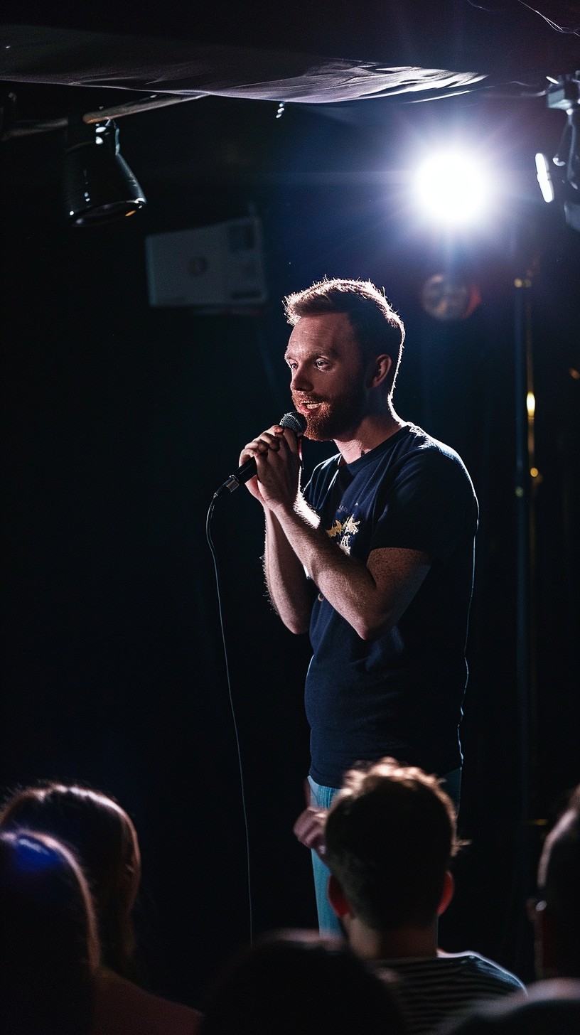 Sydney comedian on stage