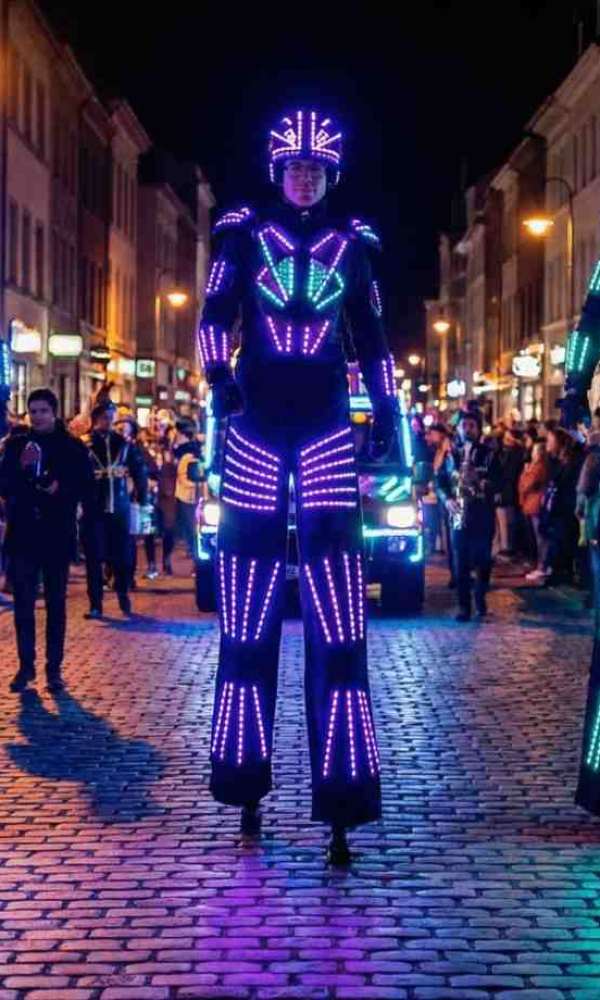 LED stilt performers